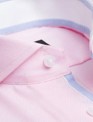 PINK TEXTURED SPREAD COLLAR SHIRT