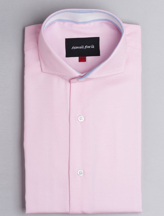 PINK TEXTURED SPREAD COLLAR SHIRT