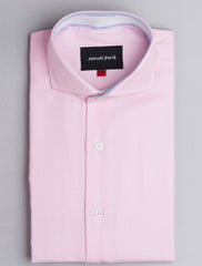 PINK TEXTURED SPREAD COLLAR SHIRT