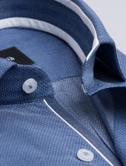 BLUE PIN DOT SPREAD COLLAR SHIRT