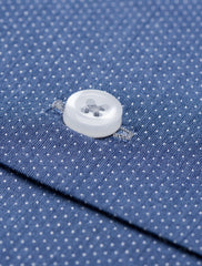BLUE PIN DOT SPREAD COLLAR SHIRT