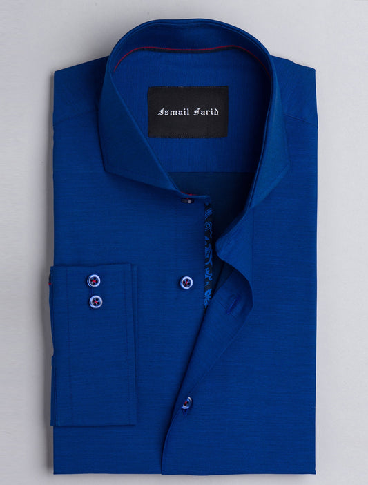 RICH BLUE SPREAD COLLAR SHIRT