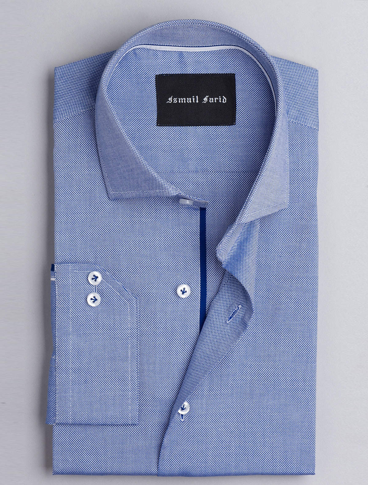 BLUE COTTON STRUCTURED BUSINESS FORMAL SHIRT