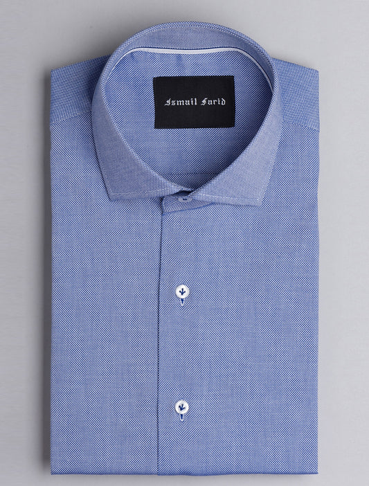 BLUE COTTON STRUCTURED BUSINESS FORMAL SHIRT