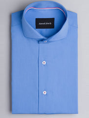 BLUE CHECK TEXTURED WEAVE SHIRT