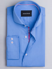 BLUE CHECK TEXTURED WEAVE SHIRT
