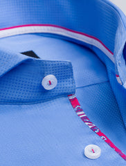 BLUE CHECK TEXTURED WEAVE SHIRT