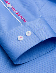 BLUE CHECK TEXTURED WEAVE SHIRT