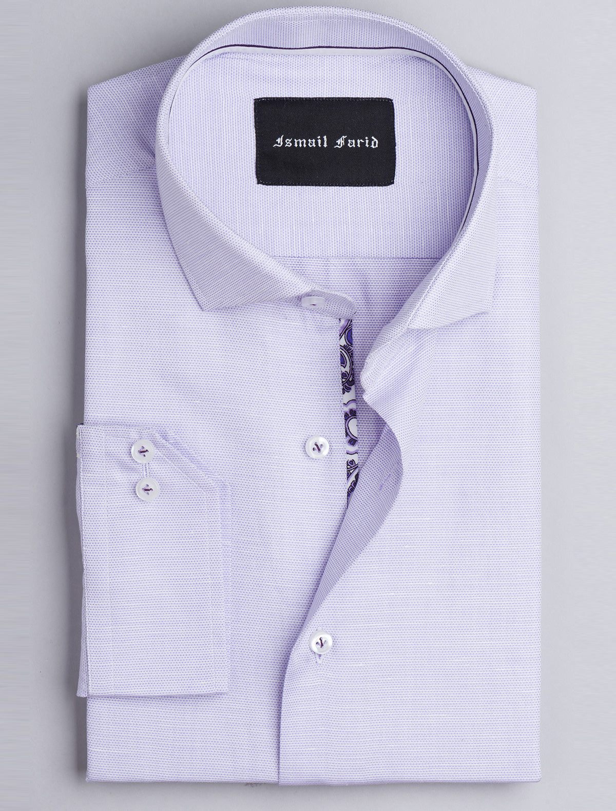 PURPLE CUT COLLAR -FLORAL PRINT DETAIL SHIRT