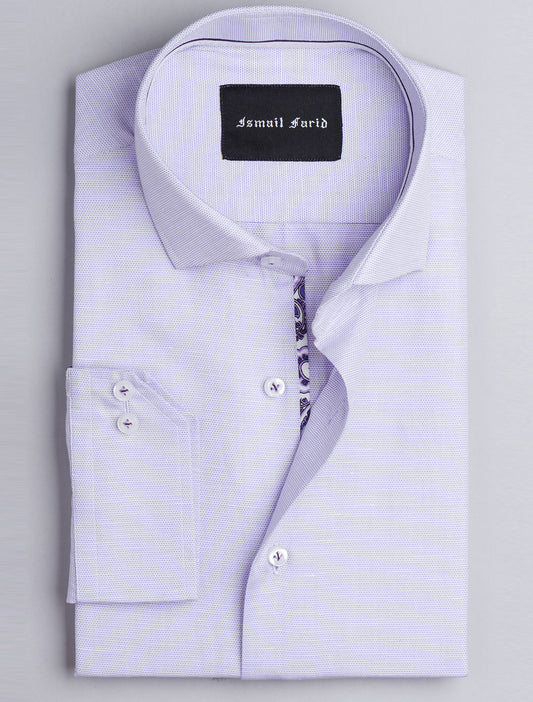 PURPLE CUT COLLAR -FLORAL PRINT DETAIL SHIRT
