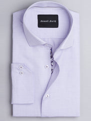 PURPLE CUT COLLAR -FLORAL PRINT DETAIL SHIRT