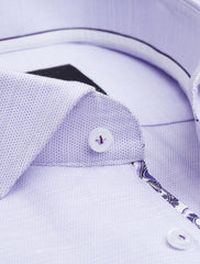 PURPLE CUT COLLAR -FLORAL PRINT DETAIL SHIRT