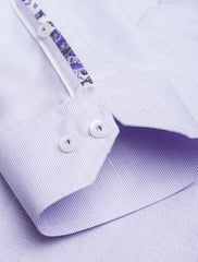 PURPLE CUT COLLAR -FLORAL PRINT DETAIL SHIRT