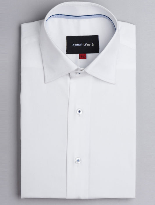 WHITE DRESS SHIRT-FLORAL DETAILED