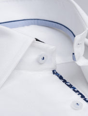 WHITE DRESS SHIRT-FLORAL DETAILED