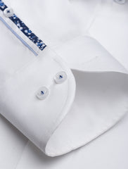 WHITE DRESS SHIRT-FLORAL DETAILED