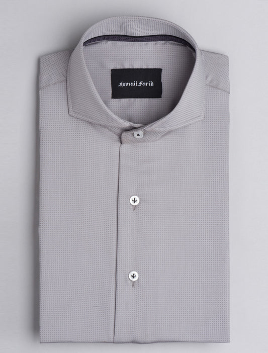 GREY SQUARE WEAVED SPREAD SHIRT