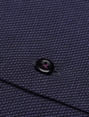 BLACK TEXTURED WOVEN CUT COLLAR SHIRT