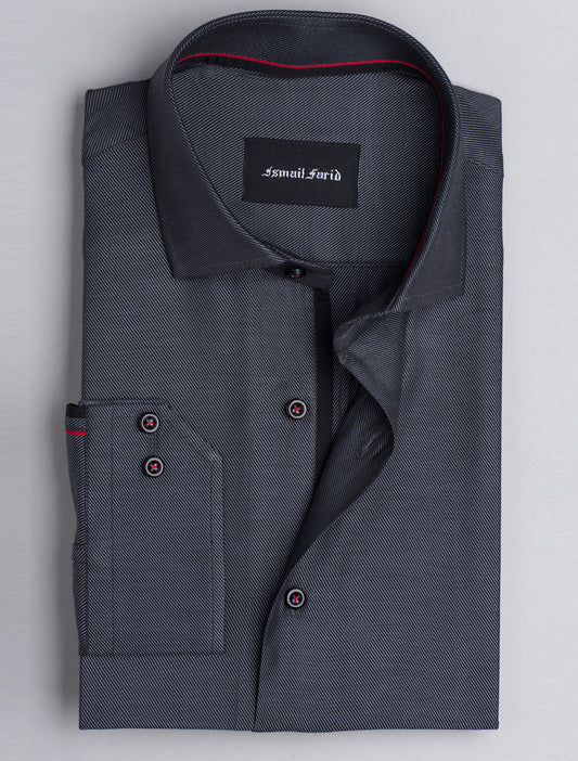 GREY TWILL - CUT COLLAR SHIRT