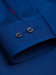 BLUE DOTTED WEAVE SPREAD COLLAR SHIRT