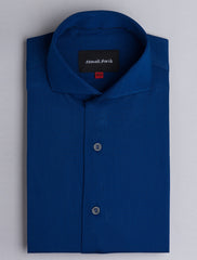 BLUE DOTTED WEAVE SPREAD COLLAR SHIRT