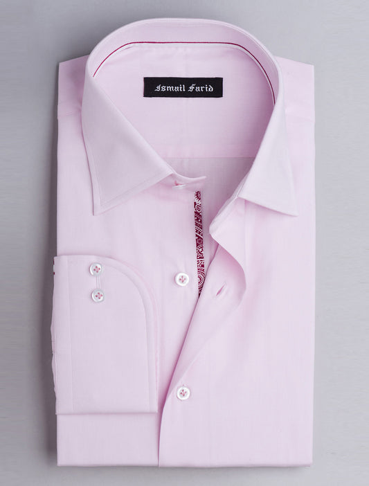 PINK DRESS SHIRT-FLORAL DETAILED