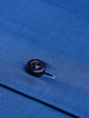BLUE TWILL SHIRT WITH FLORAL DETAILED