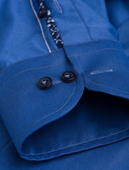 BLUE TWILL SHIRT WITH FLORAL DETAILED