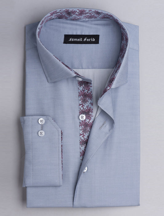 GREY FLORAL DETAILED SHIRT