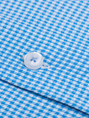 TURQUOISE BLUE HOUNDSTOOTH SHIRT