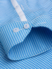 TURQUOISE BLUE HOUNDSTOOTH SHIRT