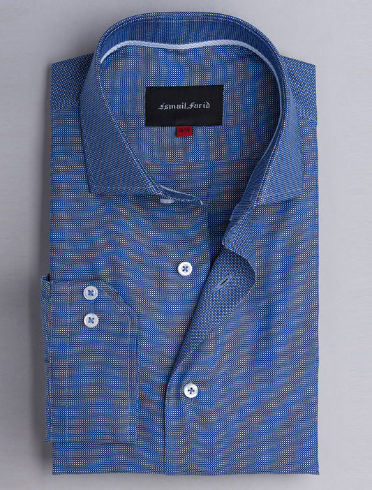 CLASSIC BLUE TEXTURED WEAVED SHIRT
