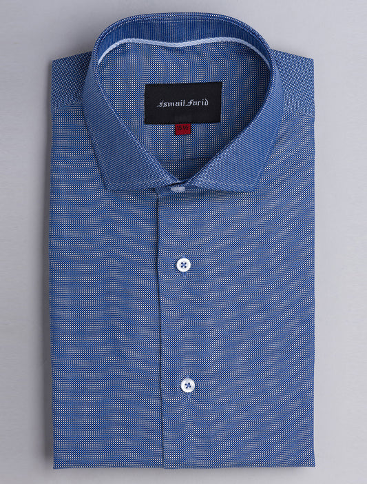 CLASSIC BLUE TEXTURED WEAVED SHIRT