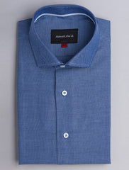 CLASSIC BLUE TEXTURED WEAVED SHIRT