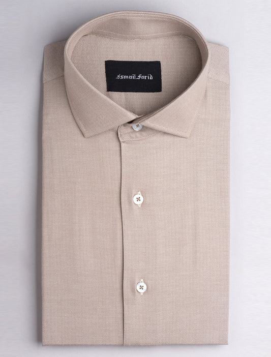 BEIGE HERRINGBONE SHIRT