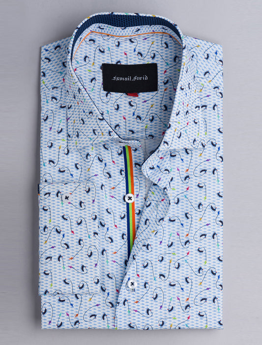BLUE AND WHITE FLORAL SHIRT