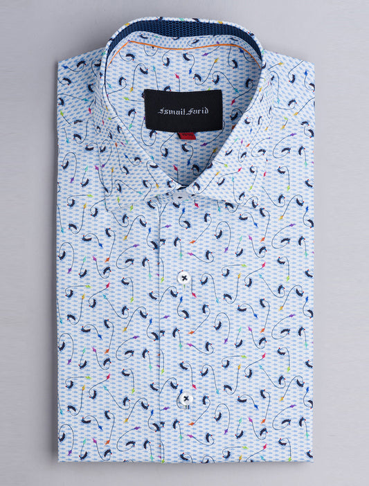 BLUE AND WHITE FLORAL SHIRT