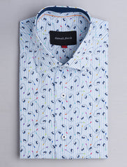 BLUE AND WHITE FLORAL SHIRT