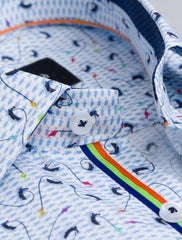 BLUE AND WHITE FLORAL SHIRT