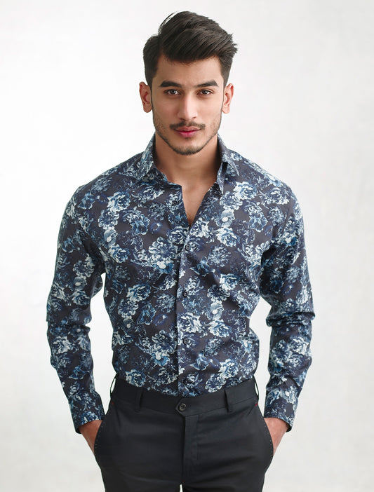 DARK NAVY FLORAL SHIRT