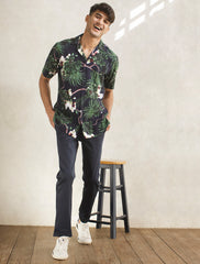 NAVY JUNGLE LEAF SHIRT