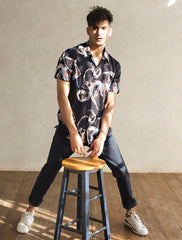 NAVY ABSTRACT PRINT SHIRT
