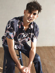 NAVY ABSTRACT PRINT SHIRT