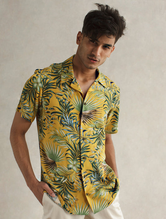 LEMON TROPICAL LEAF SHIRT