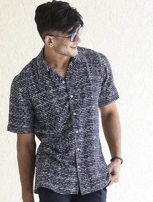 BLUE ABSTRACT PRINT SHIRT