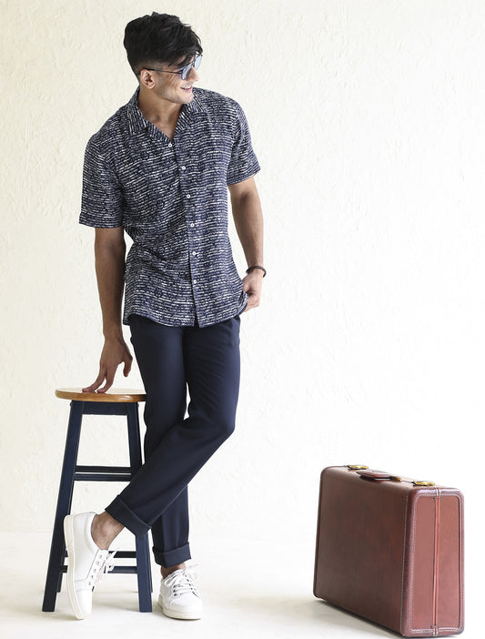 BLUE ABSTRACT PRINT SHIRT