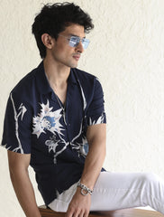 NAVY FLORAL PRINT SHIRT