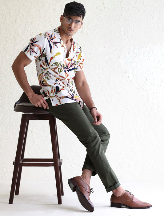 WHITE JUNGLE LEAF SHIRT