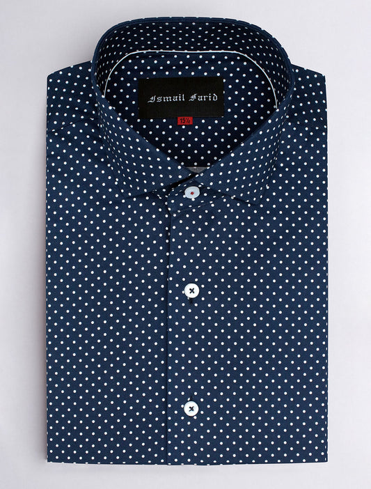 NAVY POLKA DOT SHIRT