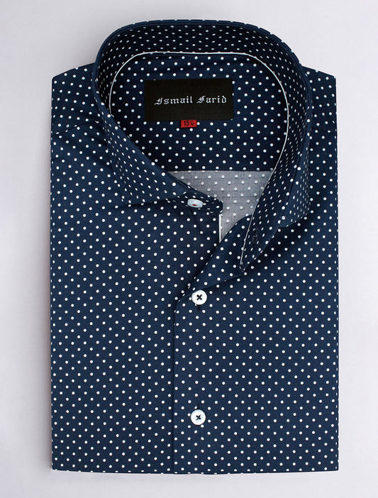 NAVY POLKA DOT SHIRT